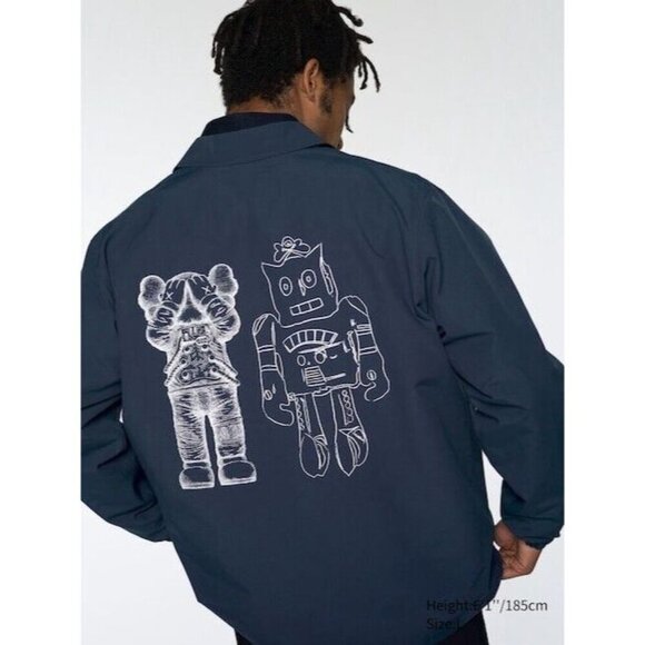 KAWS x Uniqlo x Andy Warhol Coach Jacket Navy SIZE XL - Picture 1 of 4